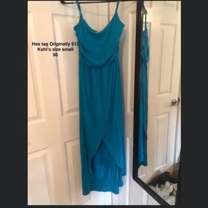 Teal high low dress